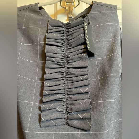 Banana Republic NWT Charcoal Checkered Blouse - Picture 10 of 14